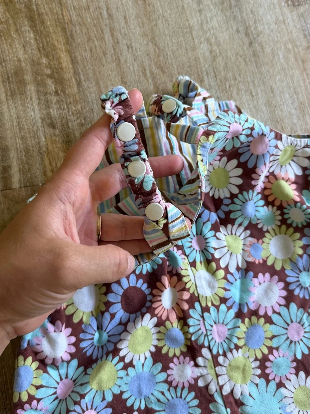 Kids Floral Overalls - Brown Multi